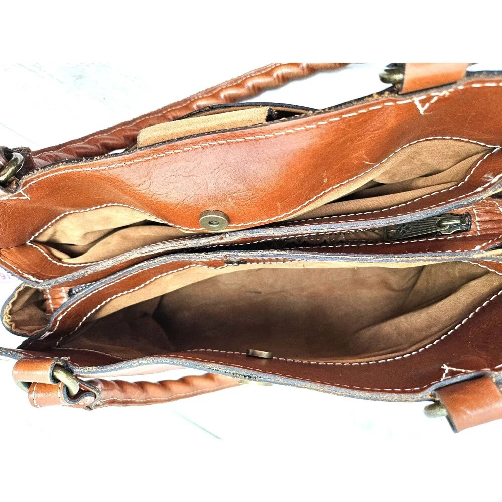 Patricia Nash Venezia Shoulder Bag Carmel Tan Leather Twisted Rope Handle